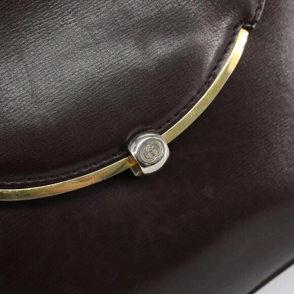 GUCCI Shoulder Bag Leather Brown Gold Auth fm4876 - Picture 10 of 16